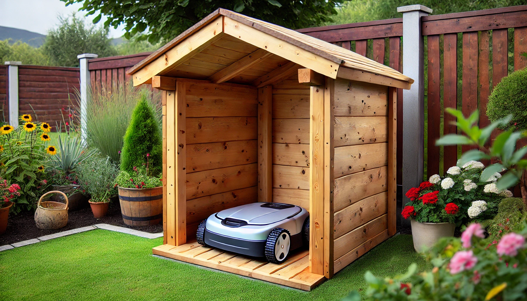 Fabriquer un abri en bois pour robot tondeuse - Jardins Plus