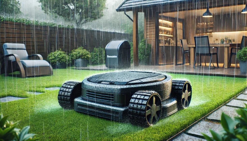 Un robot tondeuse sous la pluie, survivra-t-il ?