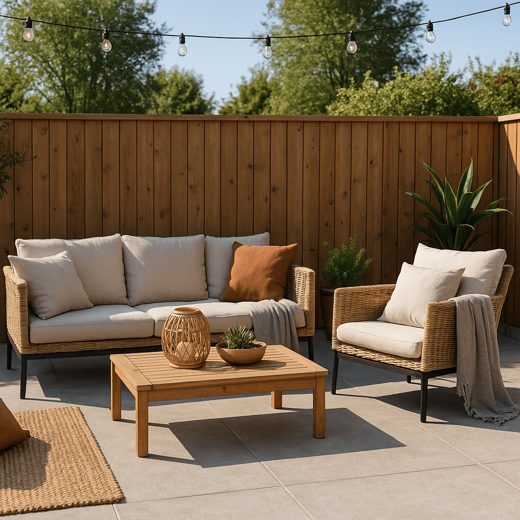 Un ensemble de meubles pour créer un espace cozy sur la terrasse