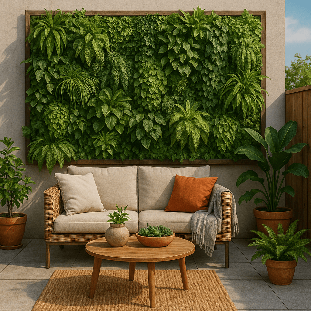 Un mur végétal sur la terrasse