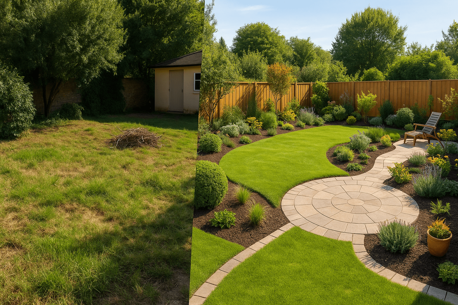 Avant/après d'un jardin aménagé par un paysagiste