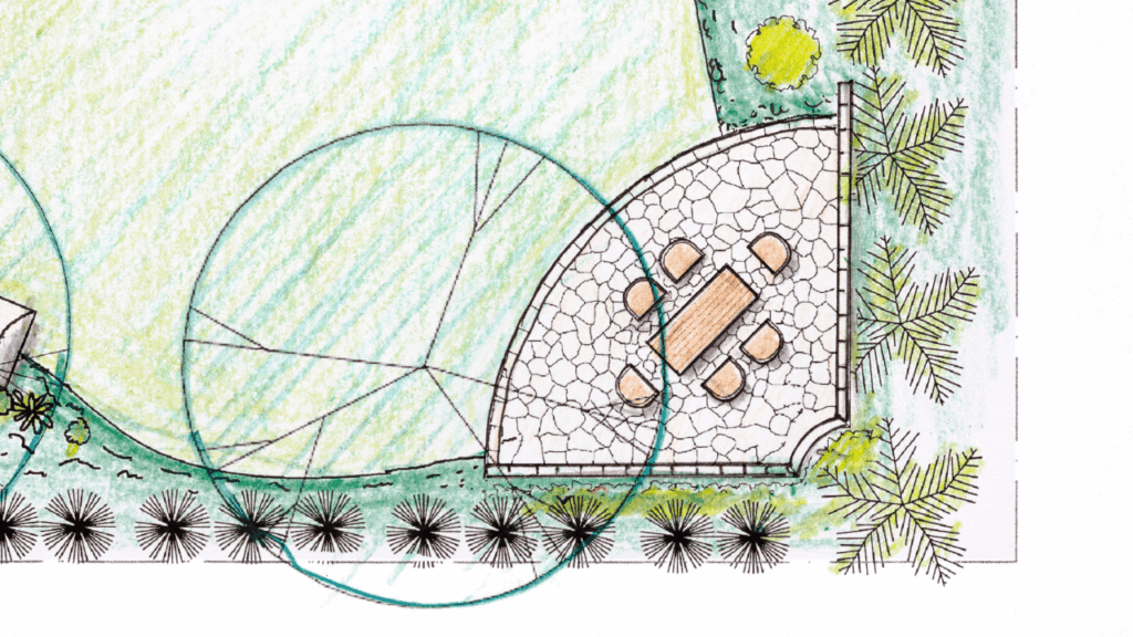 Plan d'un aménagement de jardin